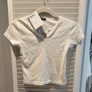 Brandy Melville White V-Neck Top